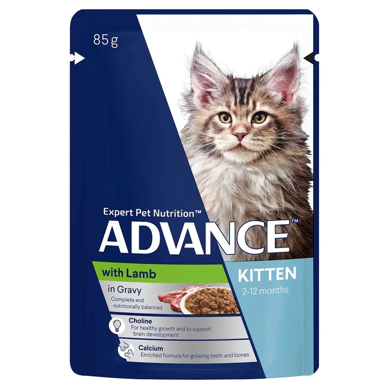 Advance Cat Food Pouch Kitten with Lamb in Gravy 85g x 12