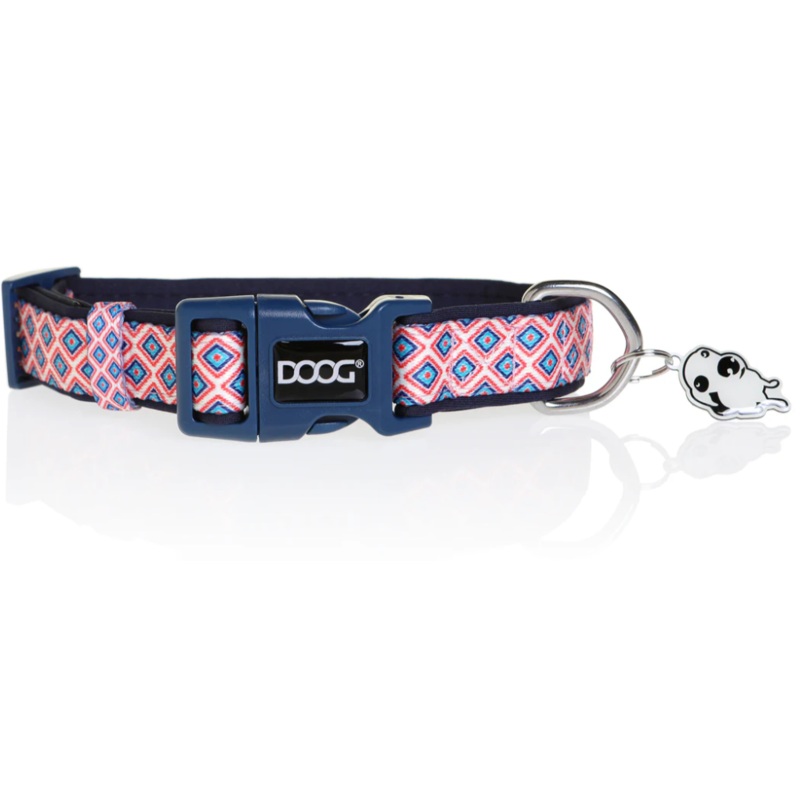 DOOG GROMIT COLLAR NAVY BLUE WITH RED CHEVRON 14CM – 21CM